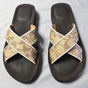 Coach Sz 6 Janine Cross-Strap Slide Sandal